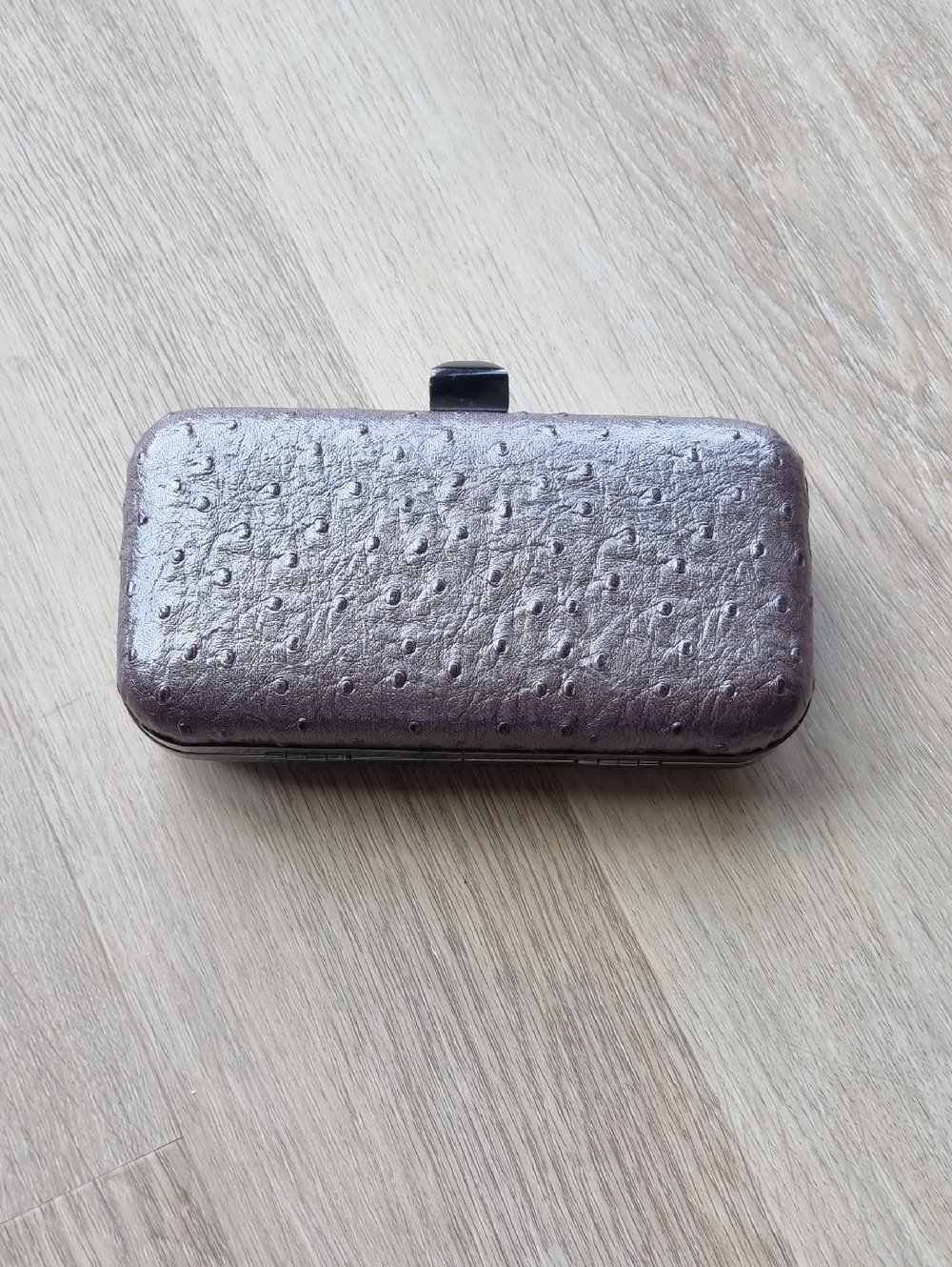 Metallic Textured Clutch Wallet - Eggplant Purple